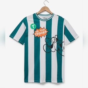 Disney Winnie the Pooh Tigger Green White Striped T-Shirt Large